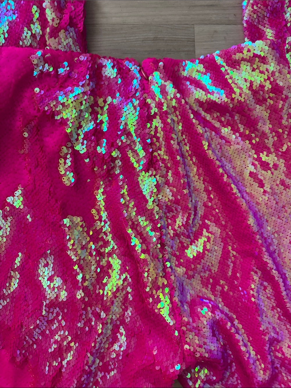 Iridescent Hot Pink Sequin Flare Pants - Picture 6 of 7